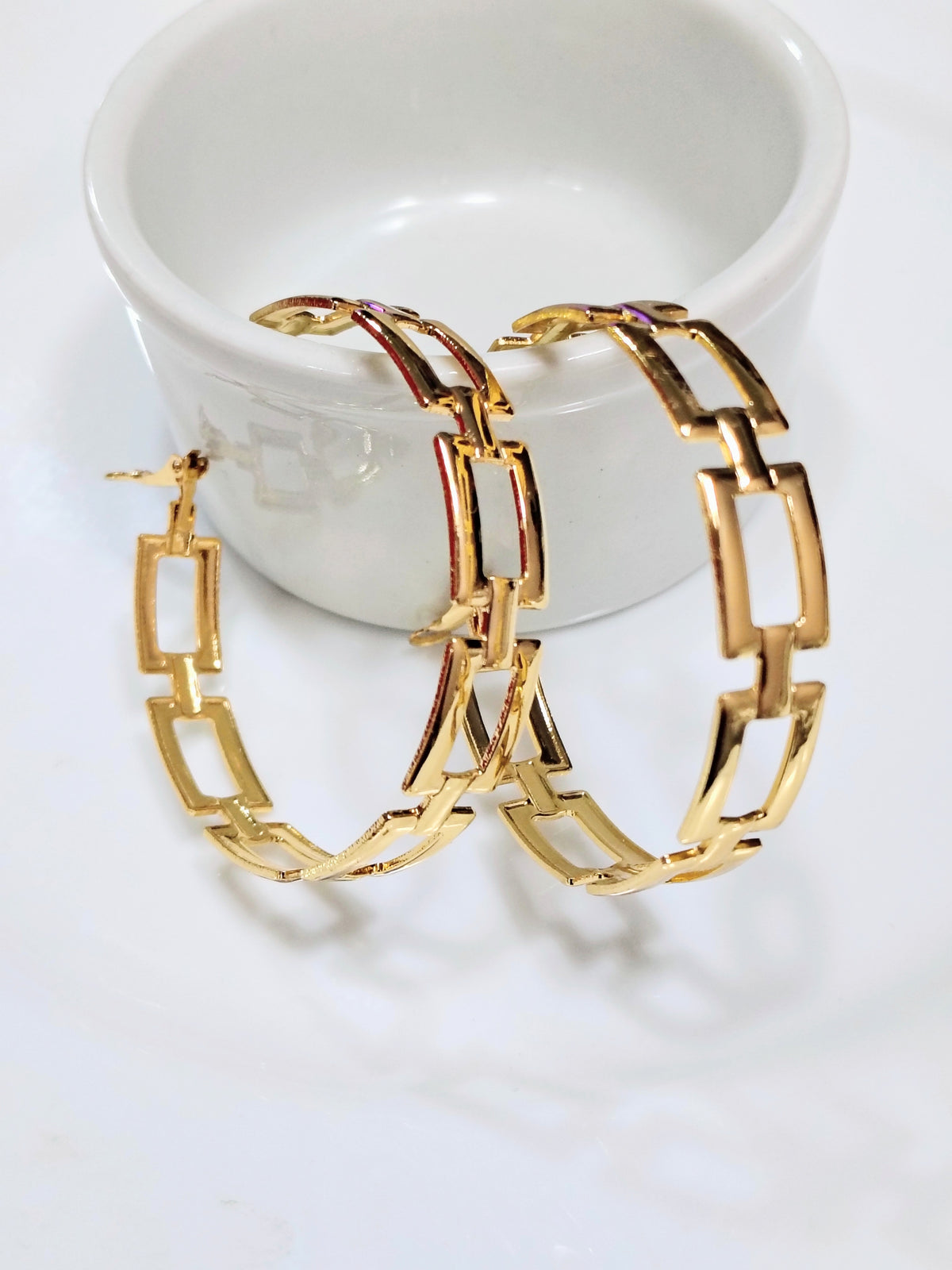 Argola com elos quadrados