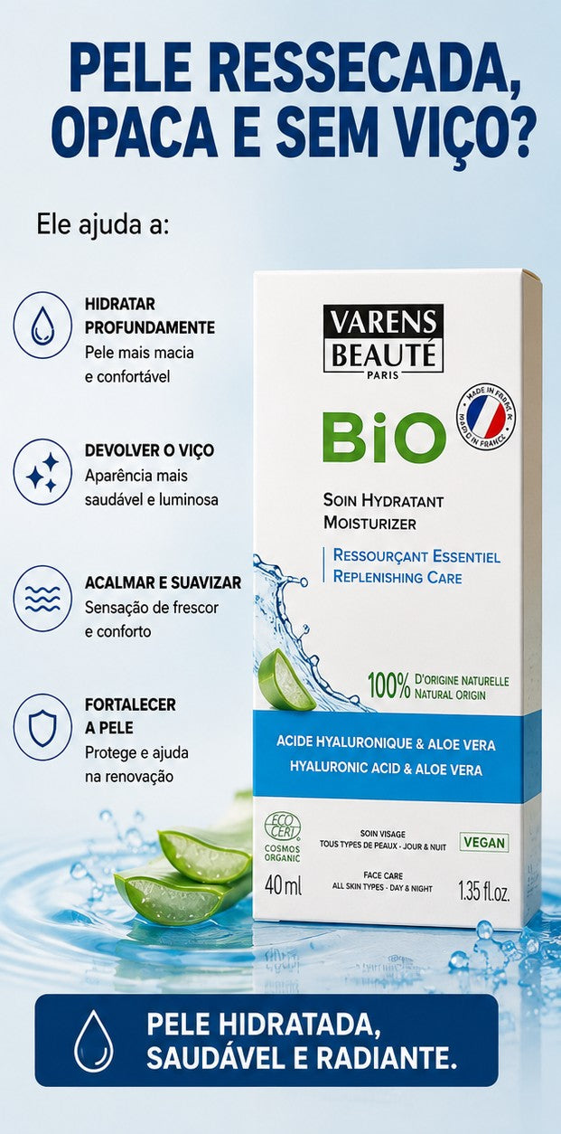Hidratante facial com ácido Hialurônico e Aloe Vera