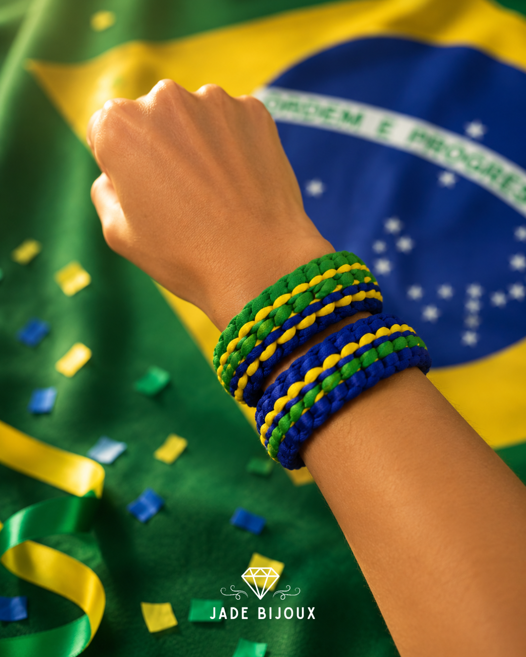Bracelete crochê tricolor